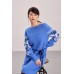 Knitted dress "Flowers" white/blue